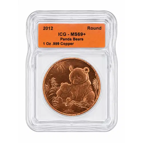 2012 - 1oz Panda Bears Copper Round - ICG ANY GRADE
